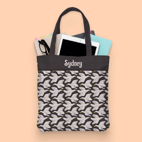 White Birds Cartoon Design Customized Full Print Tote Bag for Women & Men