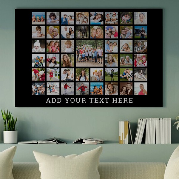 Photo Collage 45 Photos Customized Photo Printed Rectangle Horizontal Canvas Frame