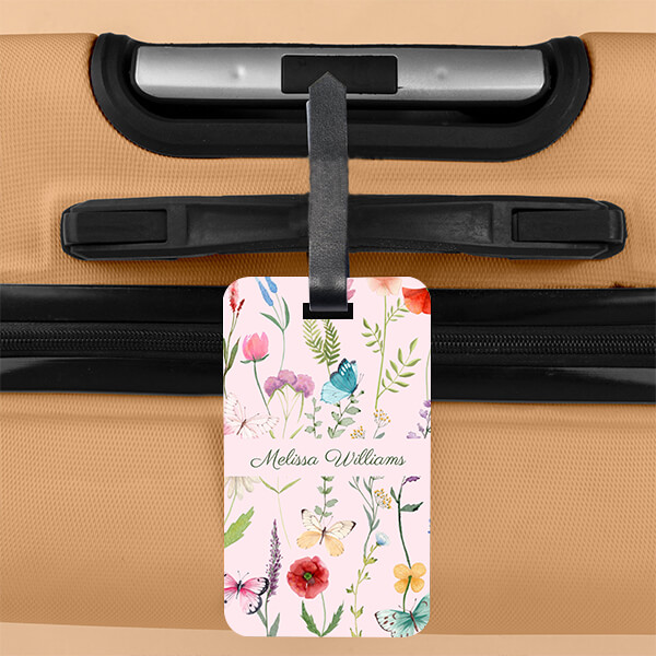 Pink Wildflower Design Customized Vertical Bag Luggage Tag