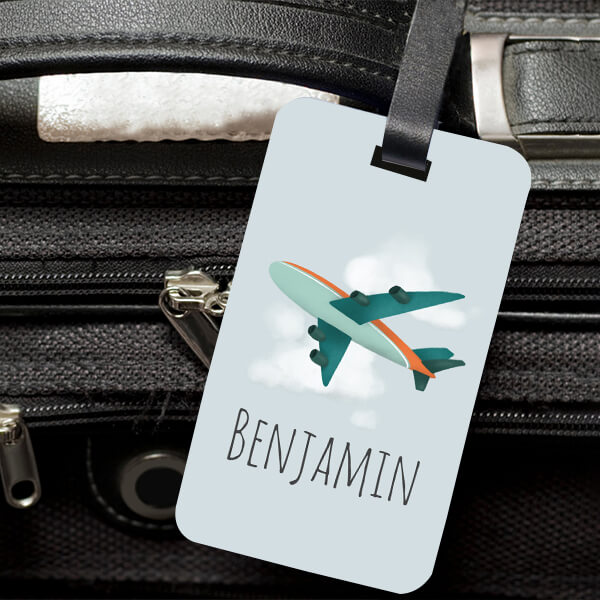 Blue Airplane Travel Customized Vertical Bag Luggage Tag