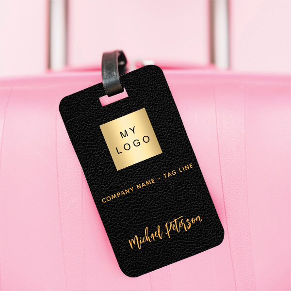 Black Gold Company Logo Customized Vertical Bag Luggage Tag