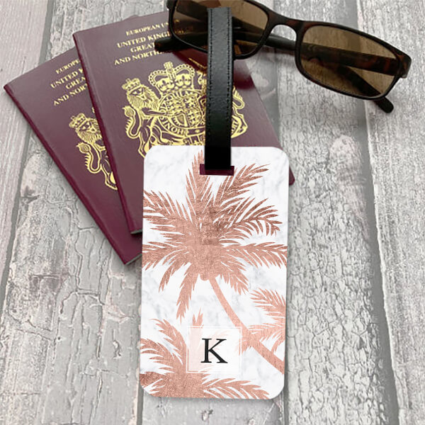 Tropical Simple Rose Gold Palm Trees Design Customized Vertical Bag Luggage Tag