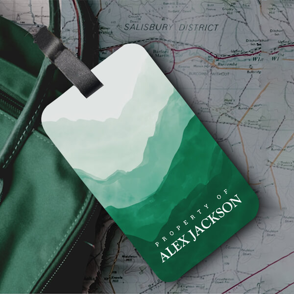 Mountains Outdoors Travel Watercolor Design Customized Vertical Bag Luggage Tag