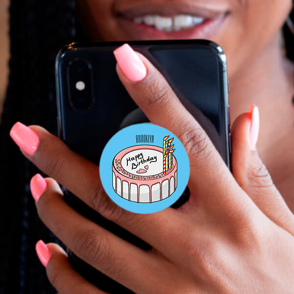 Birthday Cake Cartoon Illustration Customized Printed Phone Grip Holder Sockets