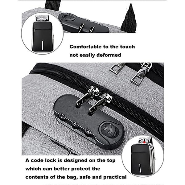 Buy Grey Customized AntiTheft and USB Charging Port Backpack with