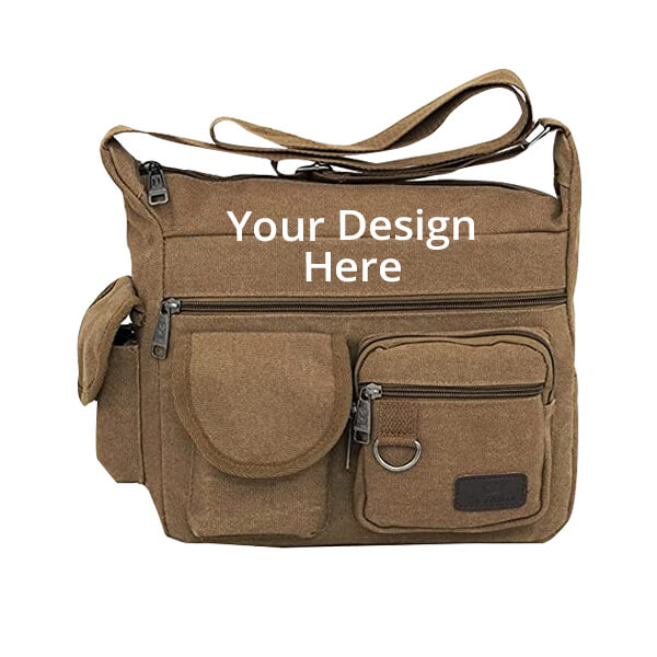 Brown Customized Canvas Sling Cross Body Messenger Bag (29x12x25cm)