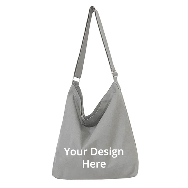 Grey Customized Large Size Canvas Shoulder Crossbody Bag