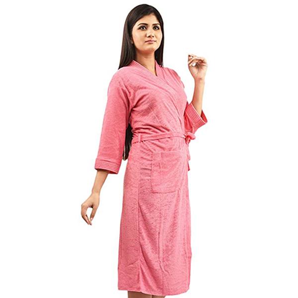 Buy Pink Customized Cotton Full Bathrobe yourPrint