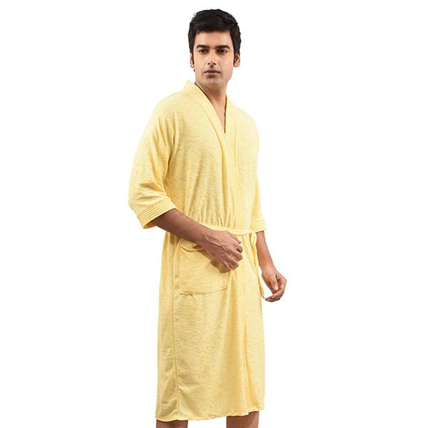 Buy Yellow Customized Men's Cotton Bathrobe yourPrint