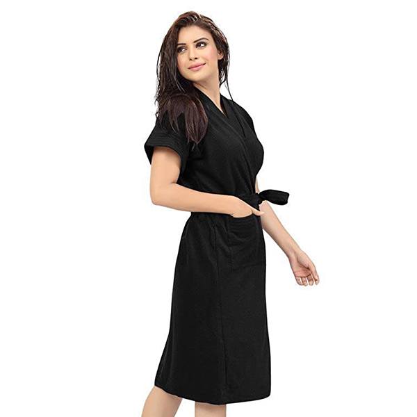 Buy Black Customized Terry Bathrobe For Women | yourPrint