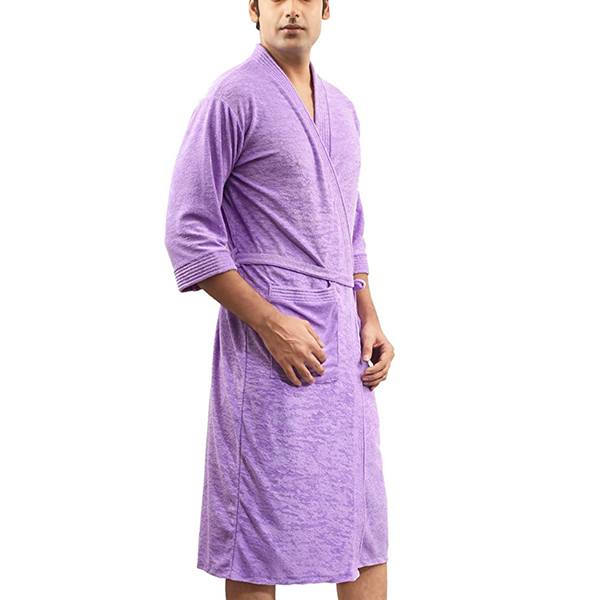 Buy Light Purple Customized Men's Cotton Bathrobe yourPrint