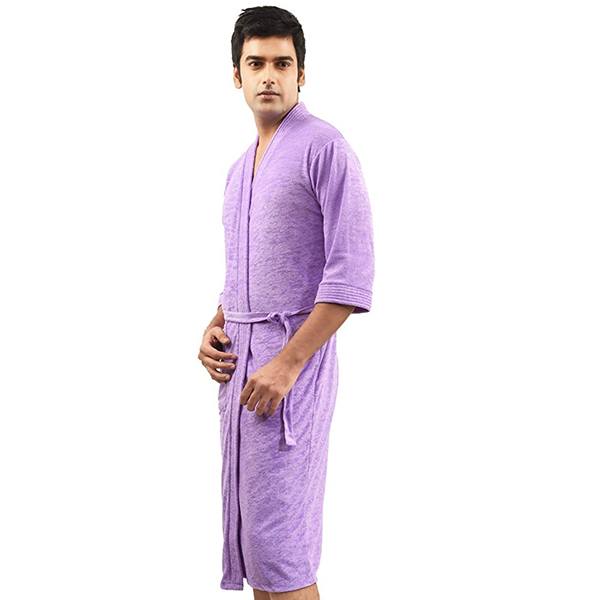 Buy Light Purple Customized Men's Cotton Bathrobe yourPrint