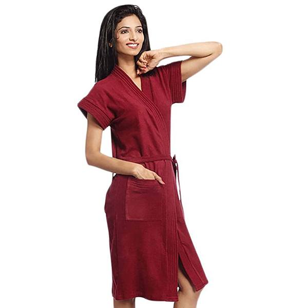 Buy Maroon Customized Bathrobe Gown In 100 Cotton Soft Terry Towel