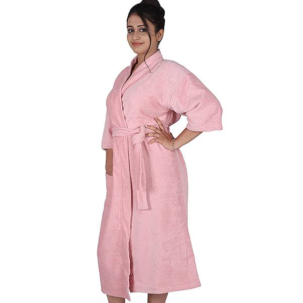 Buy Rose Pink Customized Bathrobe for Women Solid Colour yourPrint