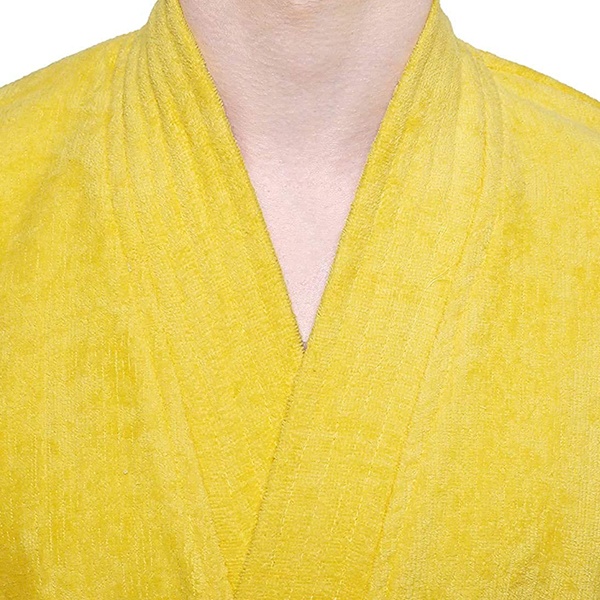 Buy Yellow Customized Terry Cotton Unisex Bathrobe For Men And Women