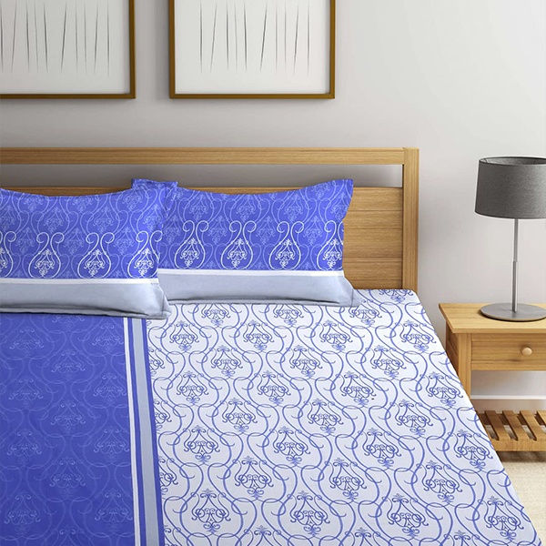 Buy Coral Blue Customized Bombay Dyeing Double Bed Sheet with Two Pillow Covers Online yourPrint