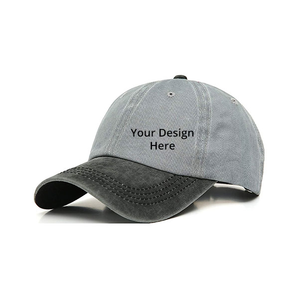 Grey Black Customized Unisex Women's Adult Baseball Cap
