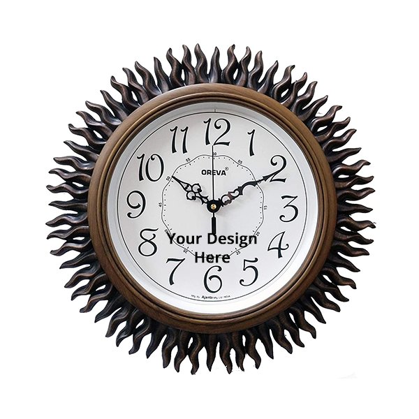 Dark Brown Customized Plastic Wooden Look Designer Wall Clock