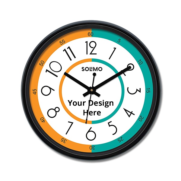 Multi Color Customized 12" Plastic &amp; Glass Wall Clock with Silent Movement
