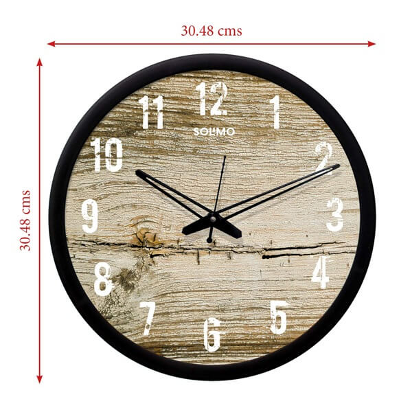 Buy Brown Customized Contemporary Plastic & Glass Silent Movement Wall Clock (Size 12