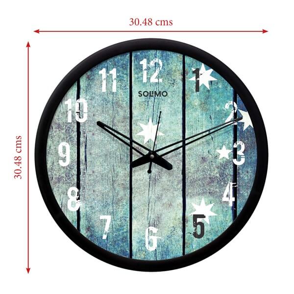 Buy Blue Customized Contemporary Plastic & Glass Silent Movement Wall Clock (Size 12