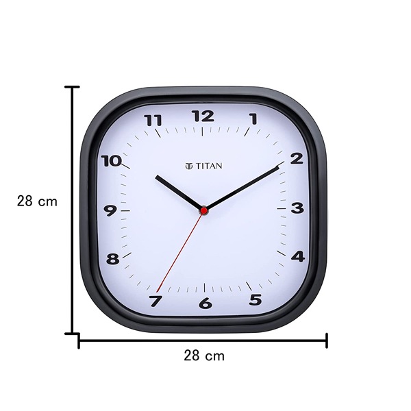 Buy White and Black Customized Titan Contemporary Black Wall Clock with