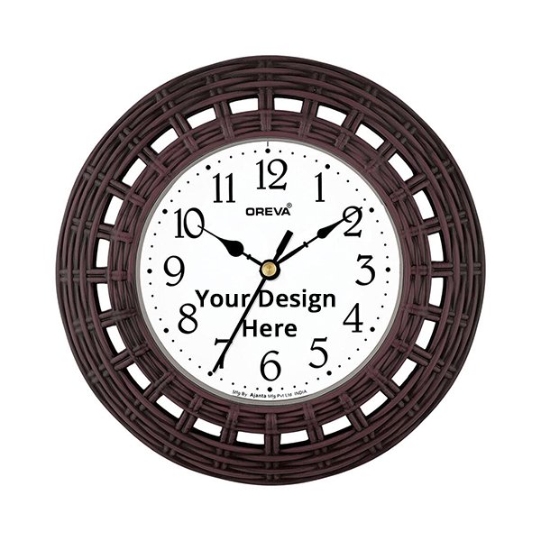 Dark Brown Customized Plastic Wooden Design Wall Clock