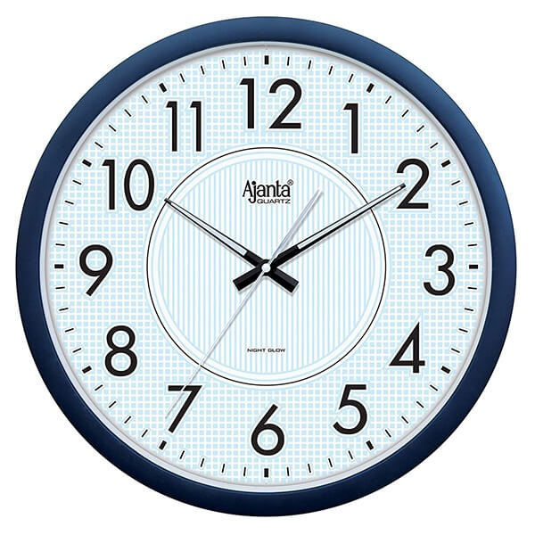 Buy White with Blue Panel Customized Ajanta Wall Clock Designer 14