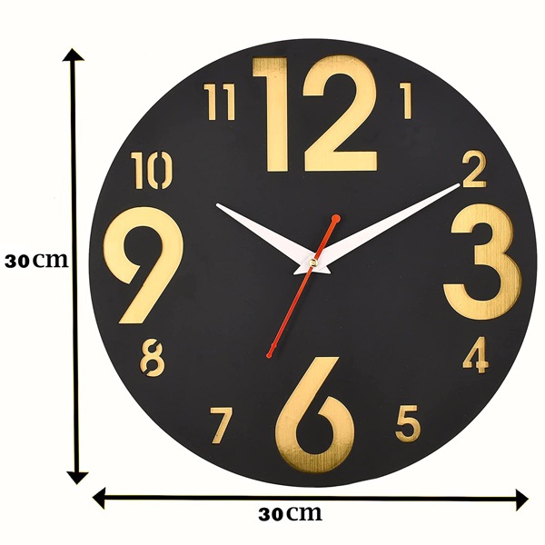 Buy Black Customized Wooden Wall Clock Big Size 12" Silent Quartz