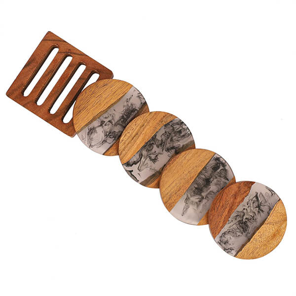 Buy Brown Customized Design Tea Coaster Set Wooden Decorative Coasters For Home and Office