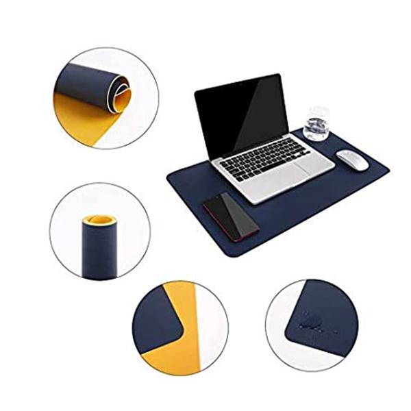 Buy Navy Blue and Orange Customized Mouse Pad, Desk Mat, Large Leather