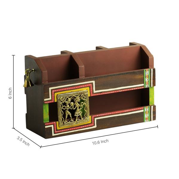 Buy Brown Customized HandPainted Wooden Pen Stand Card Holder Table Organiser yourPrint