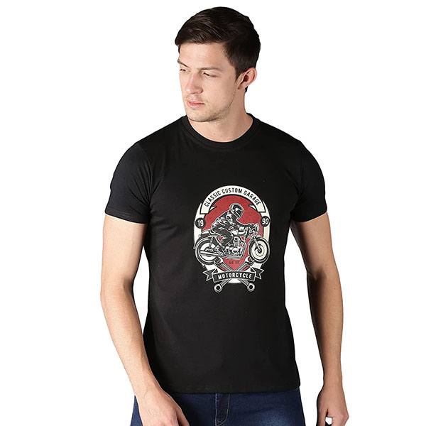 Buy Black Customized Men's Regular Fit Round Neck Graphic TShirt