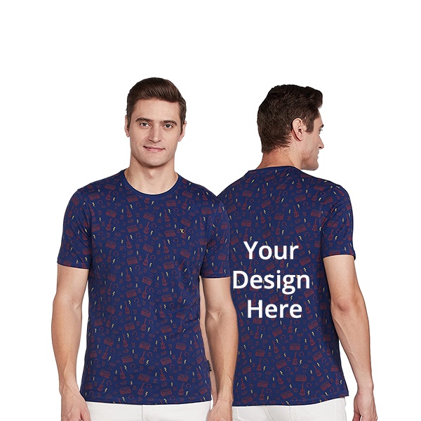 Blue Customized Music Instruments Graphic Printed T-Shirt