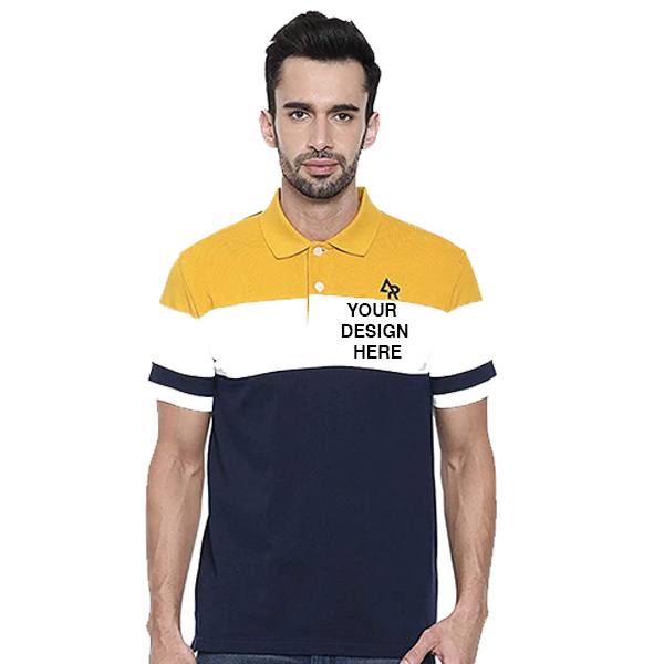 Orange Blue Customized Men's Cotton Premium Regular Fit Polo T-Shirt