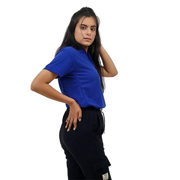 Buy Royal Blue CustomizedWomen's Regular Fit Polo-Collar Cotton T-Shirt ...