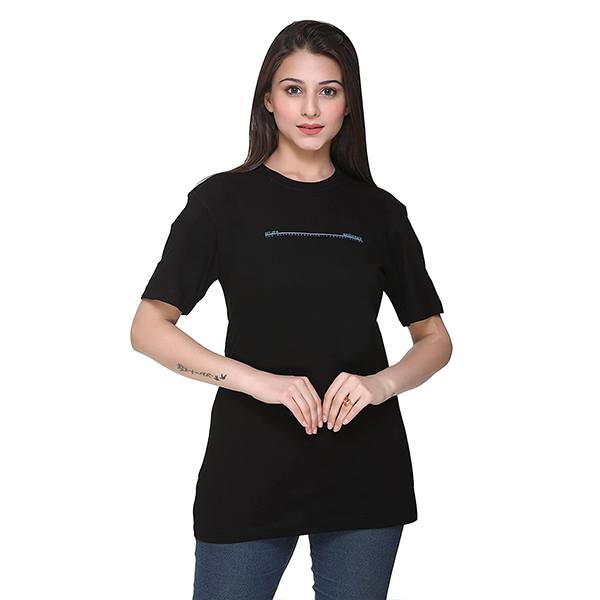 Buy Black Customized Cotton Round Neck Women's Graphic Printed TShirts yourPrint