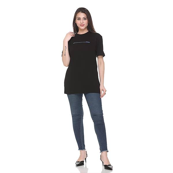 Buy Black Customized Cotton Round Neck Women's Graphic Printed TShirts yourPrint