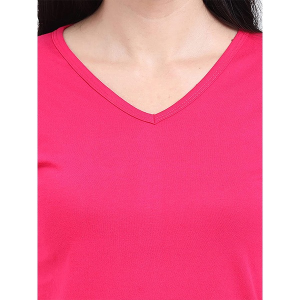 Buy Pink Customized Women's Cotton V Neck T-Shirt | yourPrint