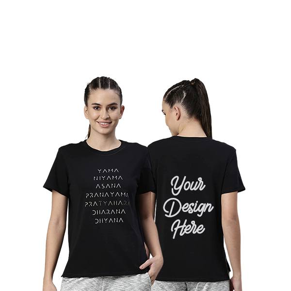 Black Customized Enamor Short Sleeve Yoga Quotes Graphic Printed T-Shirt
