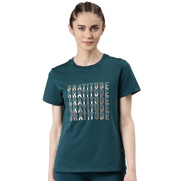 Buy Teal Green Customized Enamor Gratitute Design Graphic Printed