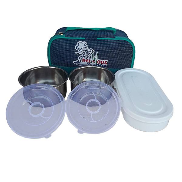 Buy Blue Customized Insulated Thermal Tiffin Lunch Box with 2 Stainless
