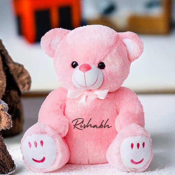 Pink Customized Soft Teddy Bear (Size - 33 cm)