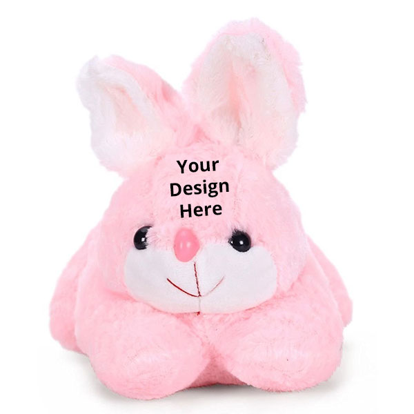 Pink Customized Cute Rabbit Soft Toys, Home Decor (Size - 26 cm)