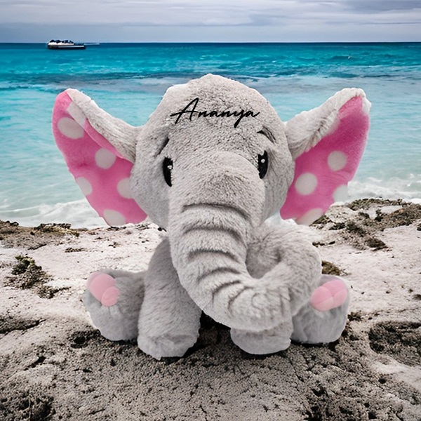 Grey Customized Elephant Soft Toy Size -25cm