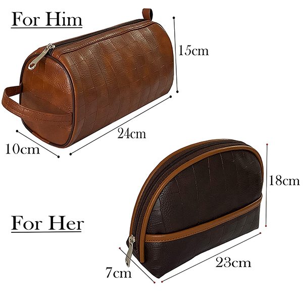 Buy Brown Customized Toiletry Travel Bags Shaving Kit Pouch (Set of 2