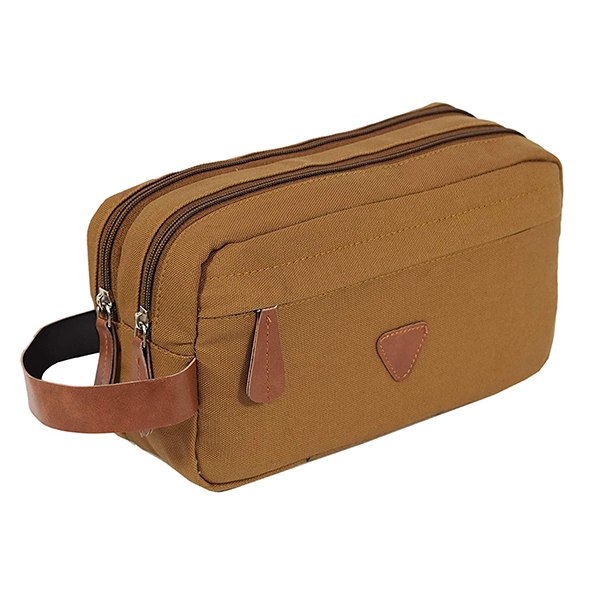 Buy Brown Customized Light Weight Durable Canvas Toiletry Travel Bag