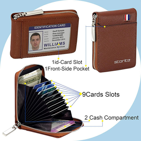 STARHIDE Soft Genuine Leather Compact Credit Debit Card Holder Case With Removable Plastic Sleeves 210 - View #5