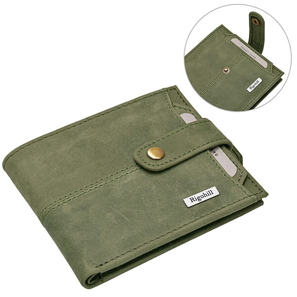 Buy Olive Green Rigohill RFID Protected Leather Wallet For Men Online